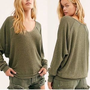 Free People Ferngully Green Santa Clara Thermal Top Size: Small NWT